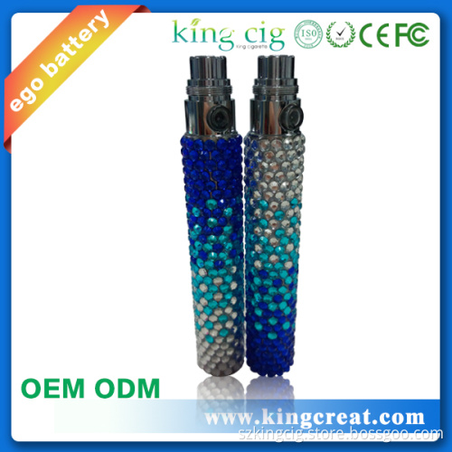 EGO Battery/EGO Battery 650mAh/Ecig 1200 Puffs/E-Cig/E-Cig with Diamond/Rechargeable EGO Crystal Battery